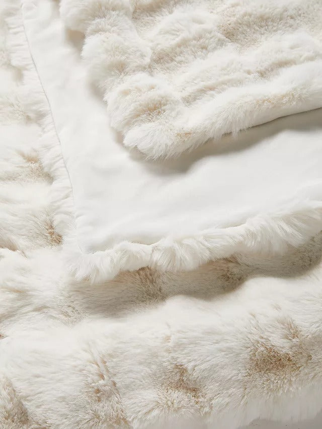John Lewis Wave Fur Throw L200 x W150cm Polyester - Natural - Kazoop 