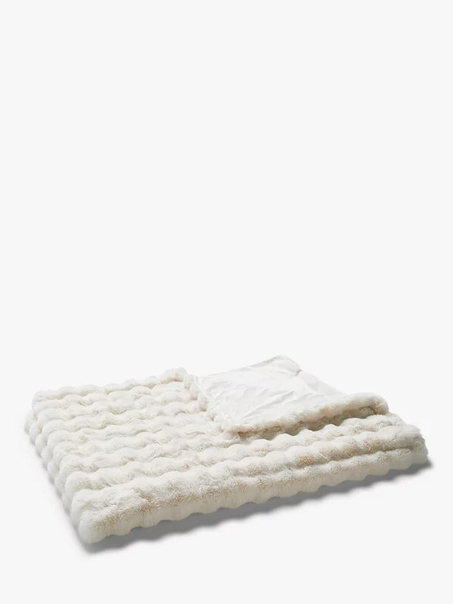 John Lewis Wave Fur Throw L200 x W150cm Polyester - Natural - Kazoop 