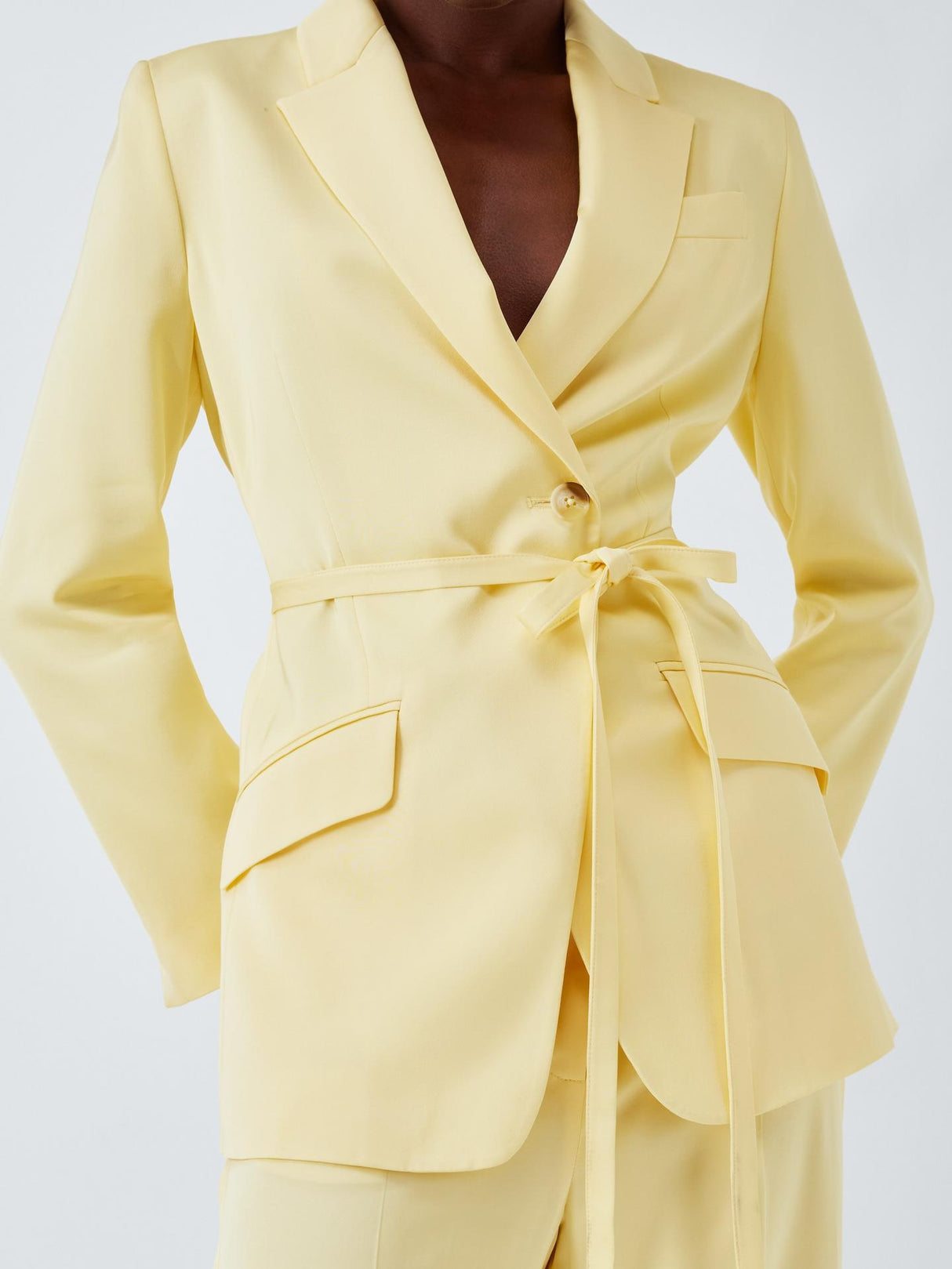 John Lewis Editions Tie Waist Womens Tailored Jacket Buttermilk - Size 14