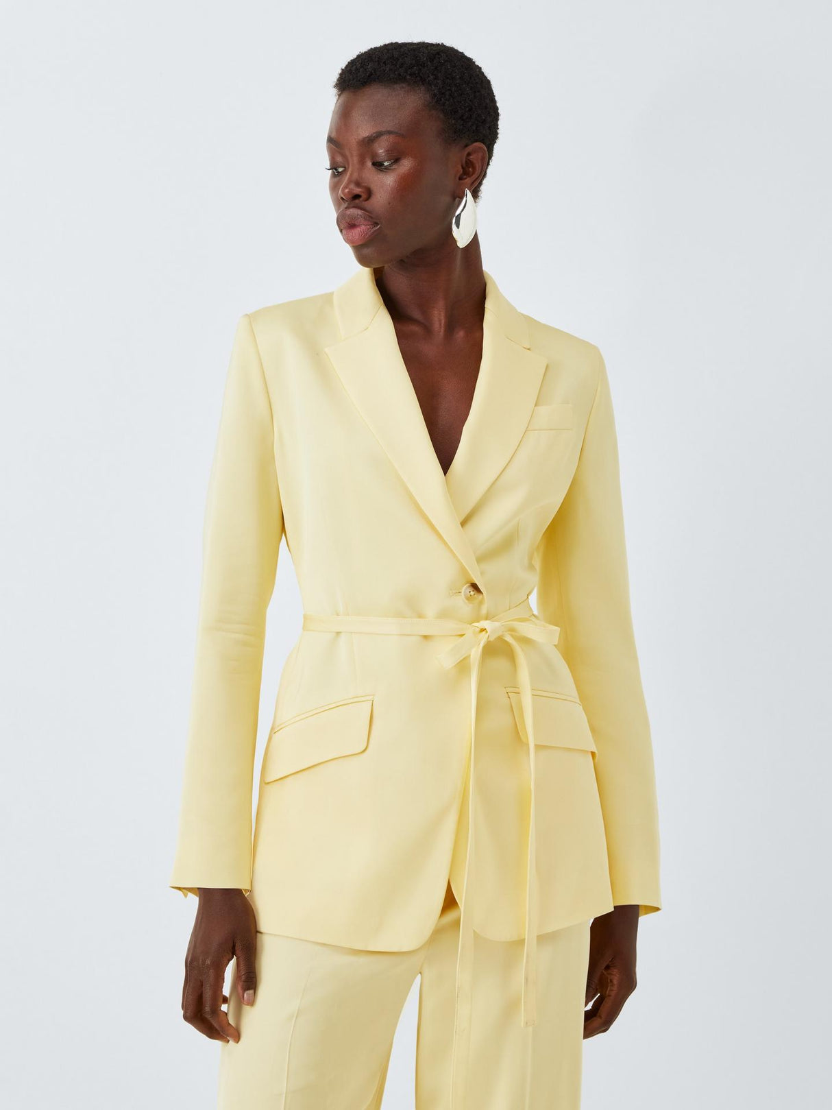 John Lewis Editions Tie Waist Womens Tailored Jacket Buttermilk - Size 18