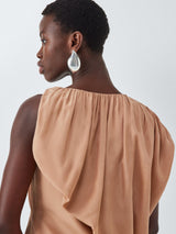 John Lewis Editions Drape Twist Silk Tencel Blend Maxi Dress Café Au Lait 18