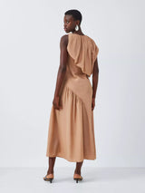 John Lewis Editions Drape Twist Silk Tencel Maxi Dress - Café Au Lait - UK16