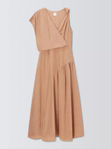 John Lewis Editions Drape Twist Silk Tencel Maxi Dress - Café Au Lait - UK16