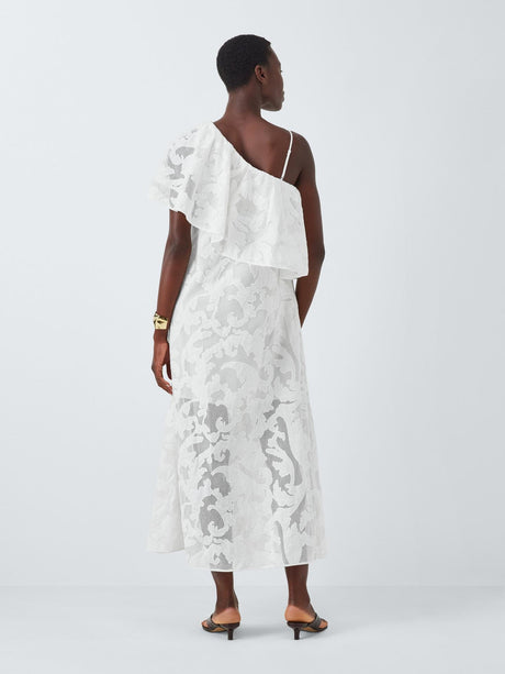 John Lewis Editions Floral Applique Cold Shoulder Cotton Maxi Dress White 10
