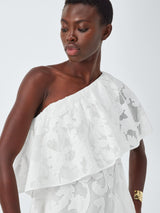 John Lewis Editions Floral Applique Cold Shoulder Cotton Maxi Dress White 10