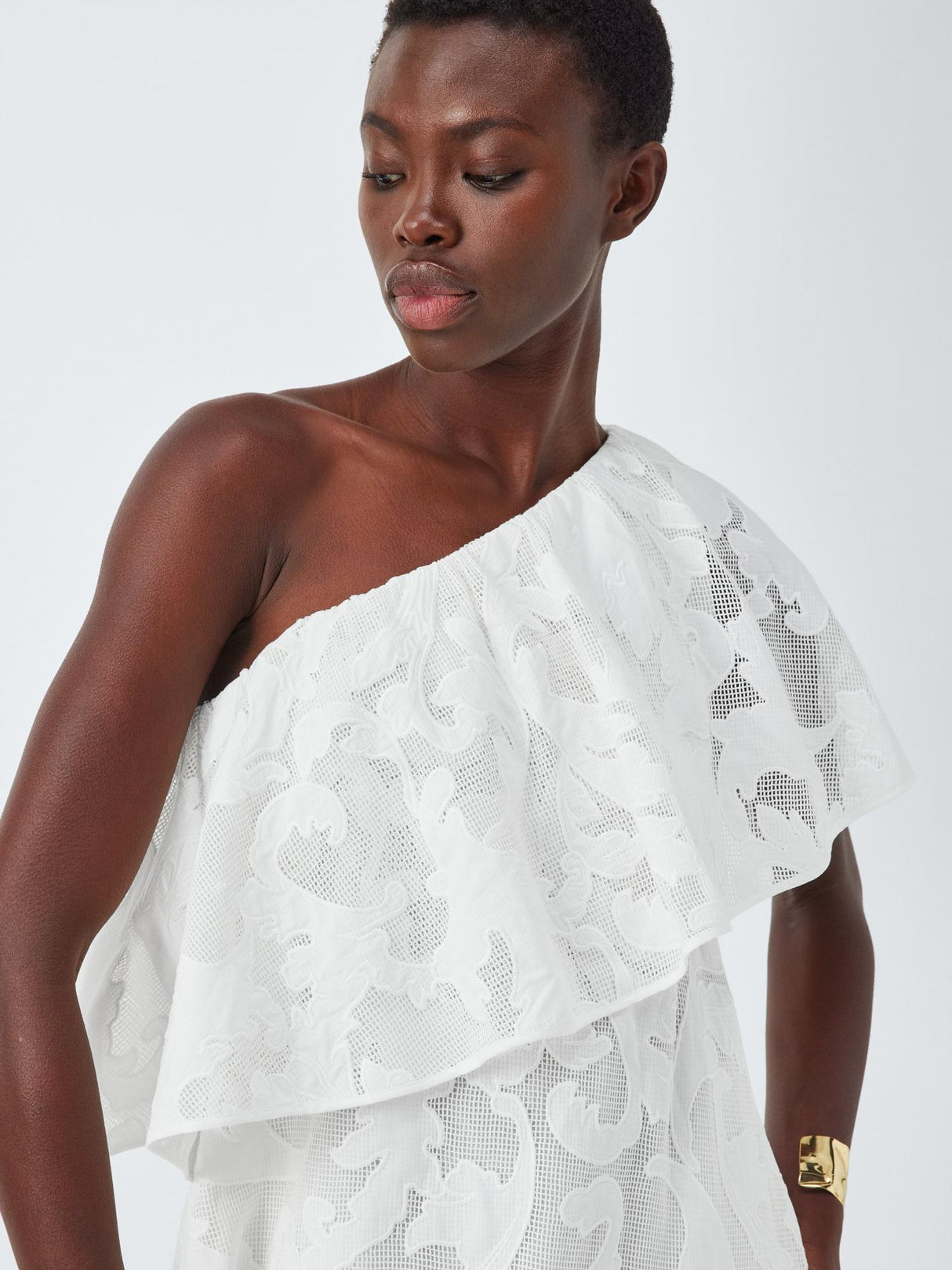 John Lewis Editions Floral Applique Cold Shoulder Maxi Dress - White - UK14