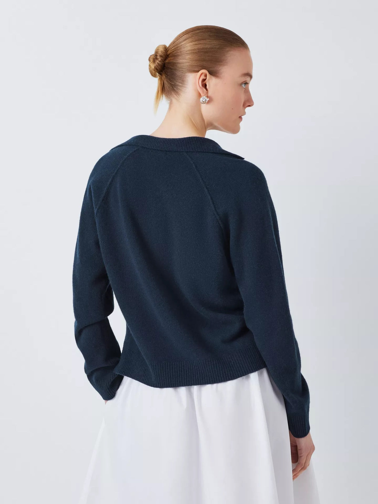 John Lewis Women's Cashmere Regular V-Neck Collar Jumper - Blue - Size 10