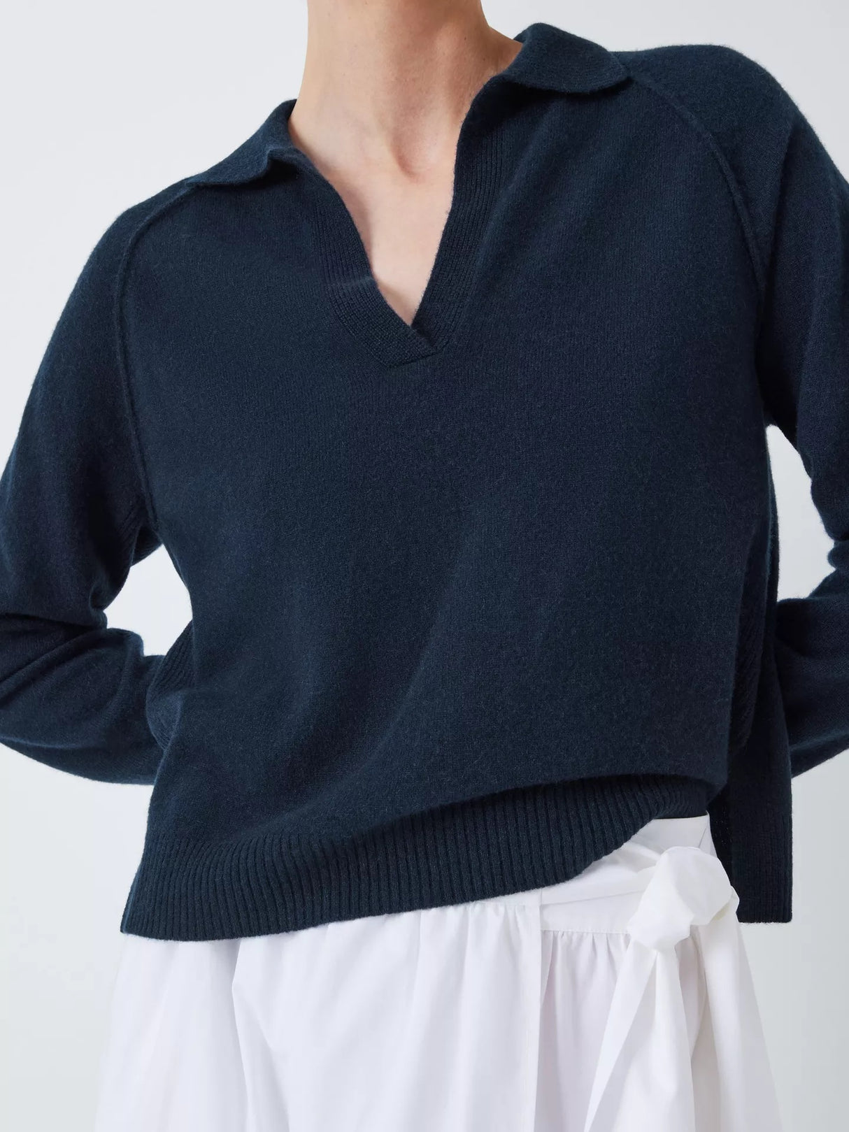 John Lewis Women's Cashmere Regular V-Neck Collar Jumper - Blue - Size 10
