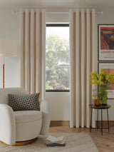 John Lewis Velvet Pair Lined Plain Eyelet Curtains W228 x Drop 274cm - Putty