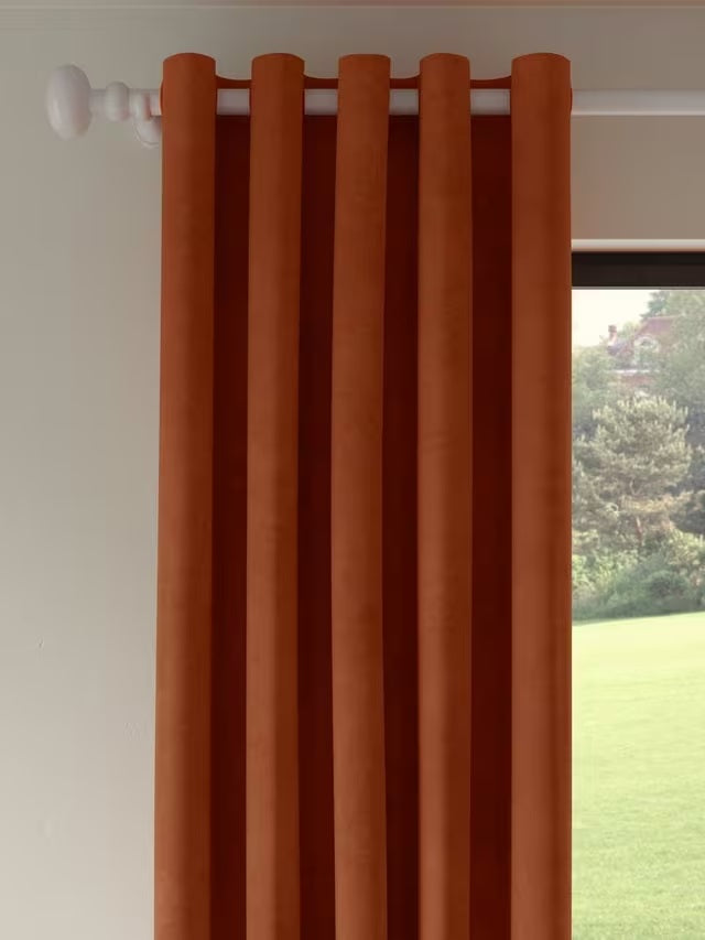 John Lewis Velvet Pair Lined Eyelet Curtains W167 x Drop 228cm - Sienna