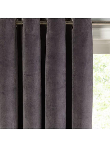 John Lewis Velvet Pair Lined Eyelet Curtains - Steel - W167 x Drop 228cm