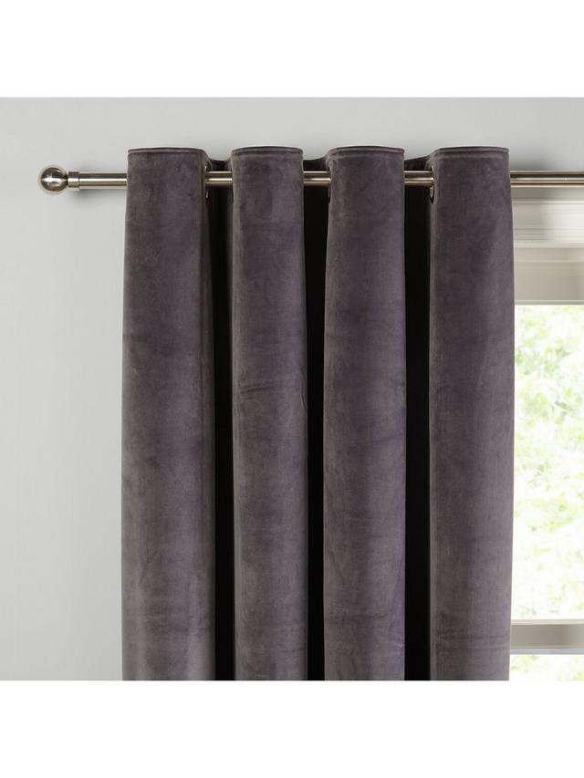 John Lewis Velvet Pair Lined Eyelet Curtains - Steel - W167 x Drop 228cm