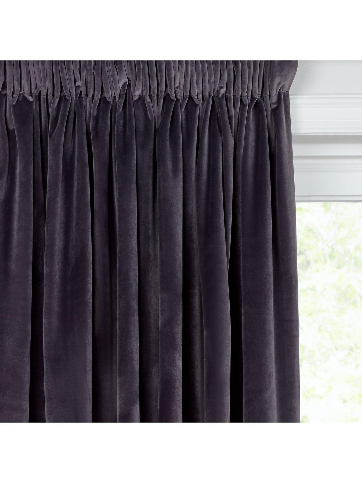 John Lewis Velvet Pair Lined Pencil Pleat Curtains Steel W167 x Drop 182cm