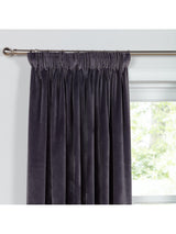 John Lewis Velvet Pair Lined Pencil Pleat Curtains Steel W167 x Drop 182cm