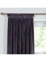 John Lewis Velvet Pair Lined Pencil Pleat Curtains W228 x Drop 137cm - Steel