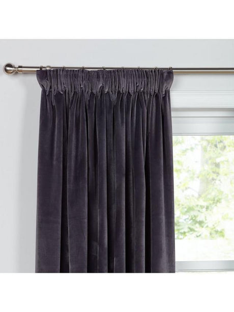 John Lewis Velvet Pair Lined Pencil Pleat Curtains W228 x Drop 137cm - Steel