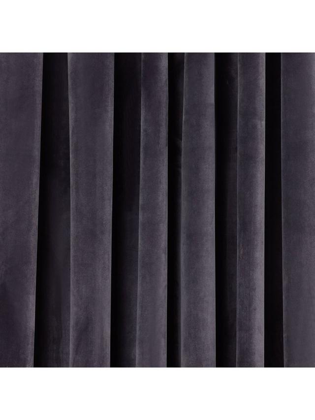 John Lewis Velvet Pair Lined Pencil Pleat Curtains W228 x Drop 137cm - Steel
