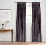 John Lewis Velvet Pair Lined Pencil Pleat Curtains W228 x Drop 182cm - Steel