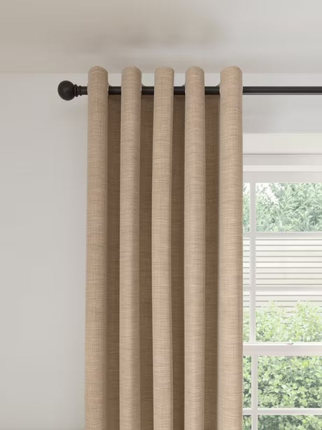 John Lewis Chenille Pair Thermal Eyelet Curtains W228 x D137cm - Warm Sand