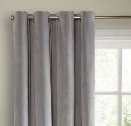 John Lewis Velvet Pair Lined Eyelet Curtains W228 x Drop 274cm - Silver