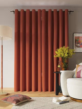 John Lewis Arlo Pair Lined Eyelet Curtains W228 x Drop 228cm - Burnt Orange