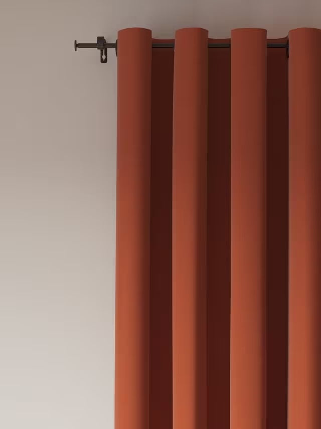 John Lewis Arlo Pair Lined Eyelet Curtains W228 x Drop 228cm - Burnt Orange