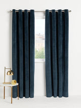 John Lewis Velvet Pair Lined Eyelet Curtains - Navy - W228 x Drop 274cm