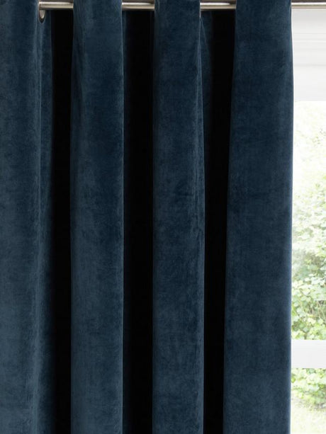 John Lewis Velvet Pair Lined Eyelet Curtains - Navy - W228 x Drop 274cm