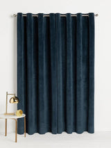 John Lewis Velvet Pair Lined Eyelet Curtains - Navy - W228 x Drop 274cm