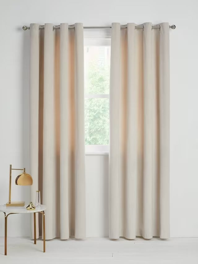 John Lewis Velvet Pair Lined Eyelet Curtains W228 x Drop 228cm - Champagne