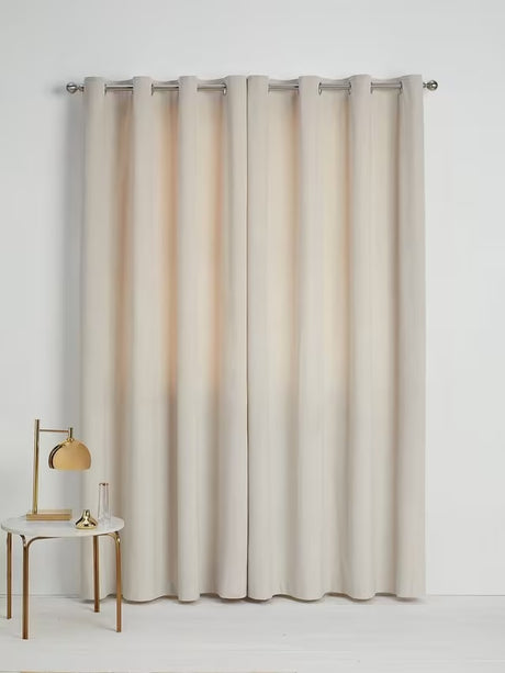 John Lewis Velvet Pair Lined Eyelet Curtains W228 x Drop 228cm - Champagne