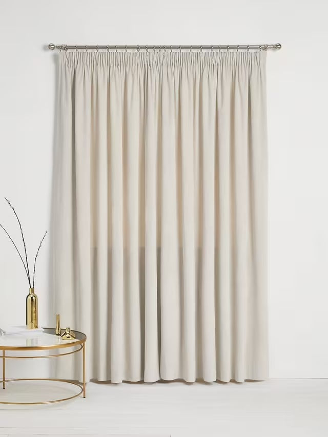John Lewis Velvet Pair Lined Pencil Pleat Curtains W167 x D182cm - Champagne
