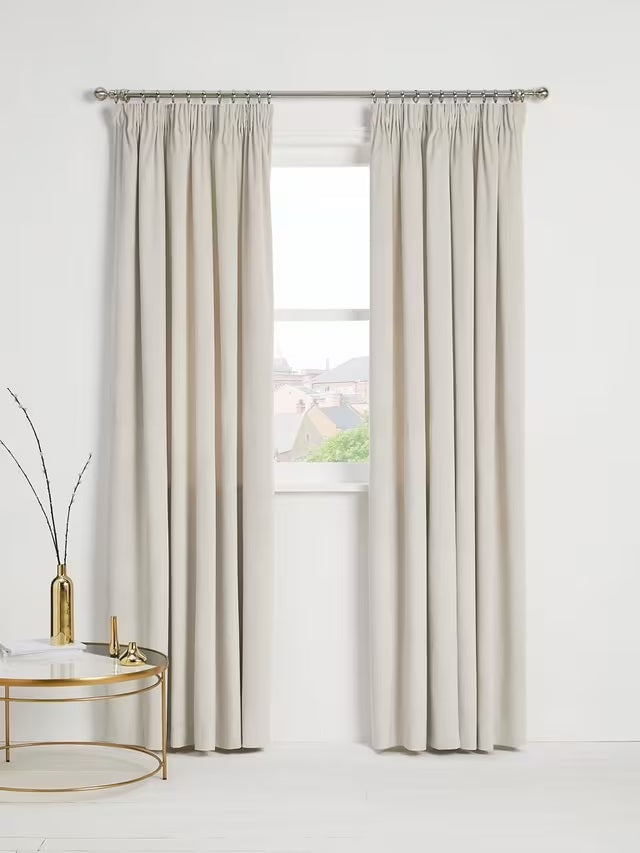 John Lewis Velvet Pair Lined Pencil Pleat Curtains W167 x D182cm - Champagne