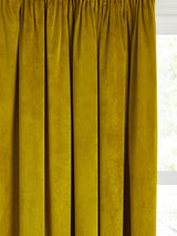 Velvet Pair Polyester Lined Pencil Pleat Curtains Gold - W228 x Drop 137cm