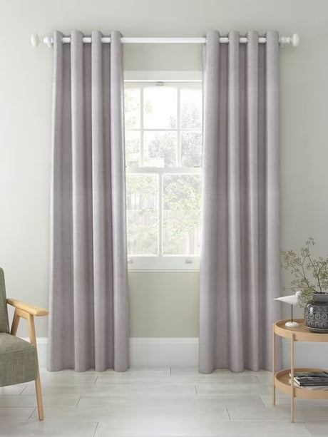John Lewis Basket Weave Blackout Lined Eyelet Curtains 228x228cm - Blue Grey