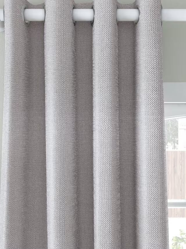 John Lewis Basket Weave Blackout Lined Eyelet Curtains 228x228cm - Blue Grey