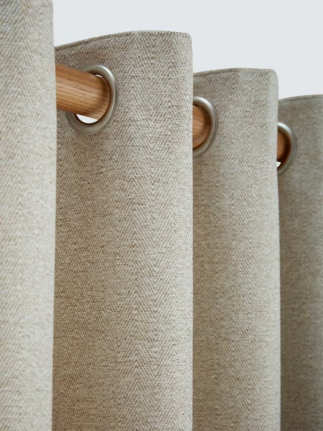 Laura Ashley Milbourne Lined Eyelet Curtains W162 x D137cm - Truffle Natural