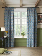 Morris & Co. Bower Lined Pencil Pleat Curtains Indigo/Pearwood W167 x 182cm