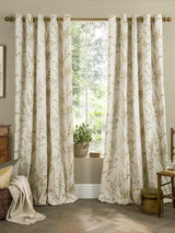 Laura Ashley Pussy Willow Pair Lined Eyelet Curtains W284 x D229cm - Ochre