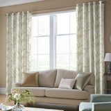 Laura Ashley Pussy Willow Pair Lined Eyelet Curtains W284 x D229cm - Ochre