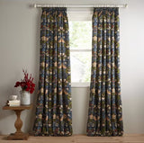Morris & Co. Strawberry Lined Pencil Pleat Curtains W228 x D182cm - Indigo