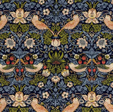 Morris & Co. Strawberry Lined Pencil Pleat Curtains W228 x D182cm - Indigo