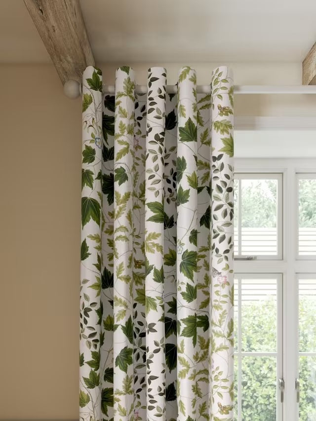 Sanderson Sycamore & Oak Pair Lined Eyelet Curtains W167 x D228cm - Kale