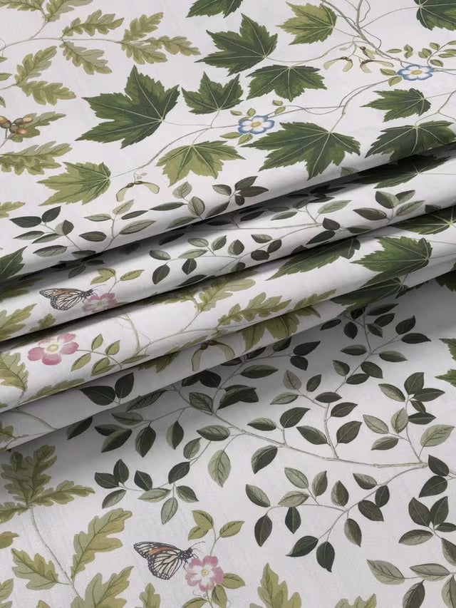 Sanderson Sycamore & Oak Pair Lined Eyelet Curtains W167 x D228cm - Kale