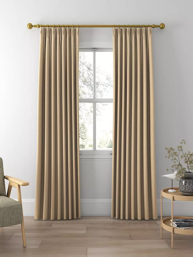 John Lewis Herringbone Pair Pencil Pleat Curtains W167 x Drop 228cm - Ochre - Kazoop 