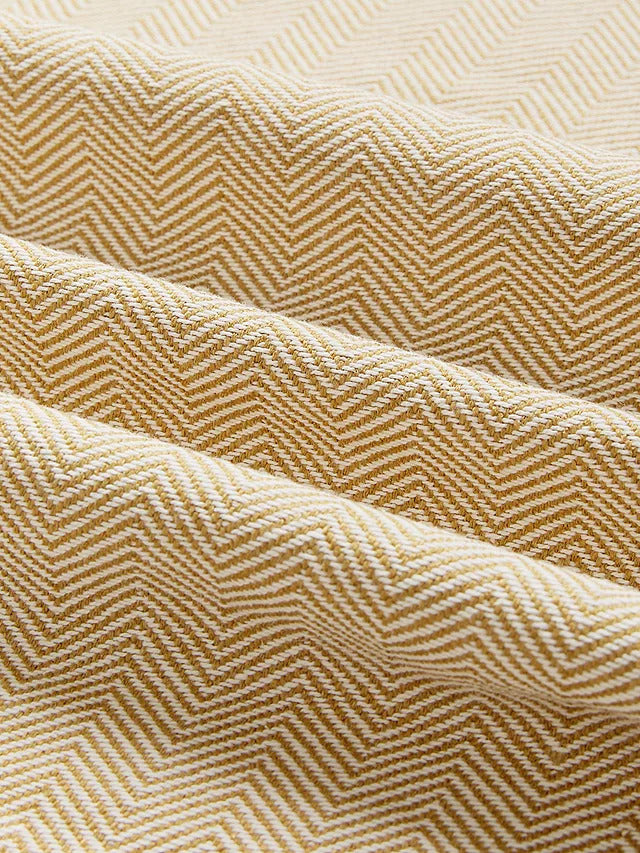 John Lewis Herringbone Pair Pencil Pleat Curtains W167 x Drop 228cm - Ochre - Kazoop 