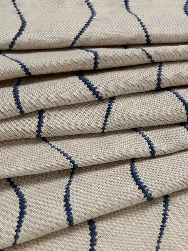 John Lewis Picot Stripe Pair Lined Eyelet Curtains W228 x Drop 228cm - Navy - Kazoop 