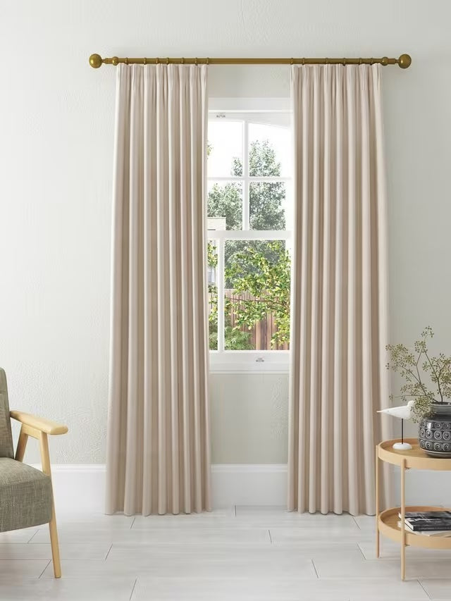 John Lewis Herringbone Lined Pencil Pleat Curtains 228 x 228cm - Marshmallow