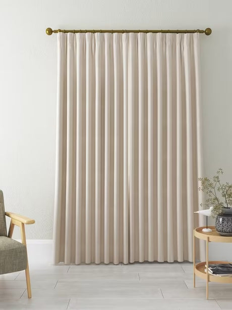 John Lewis Herringbone Lined Pencil Pleat Curtains 228 x 228cm - Marshmallow