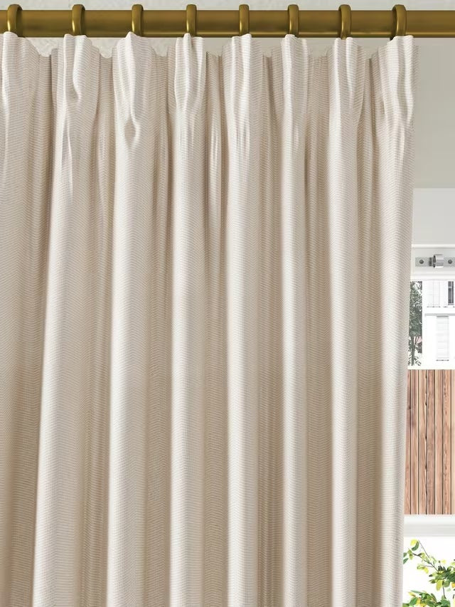 John Lewis Herringbone Lined Pencil Pleat Curtains 228 x 228cm - Marshmallow